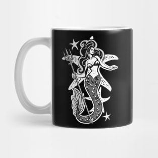 Retro Pin-Up Black And White Mermaid Mug